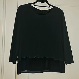 Club Monaco Hunter Green sheer blouse